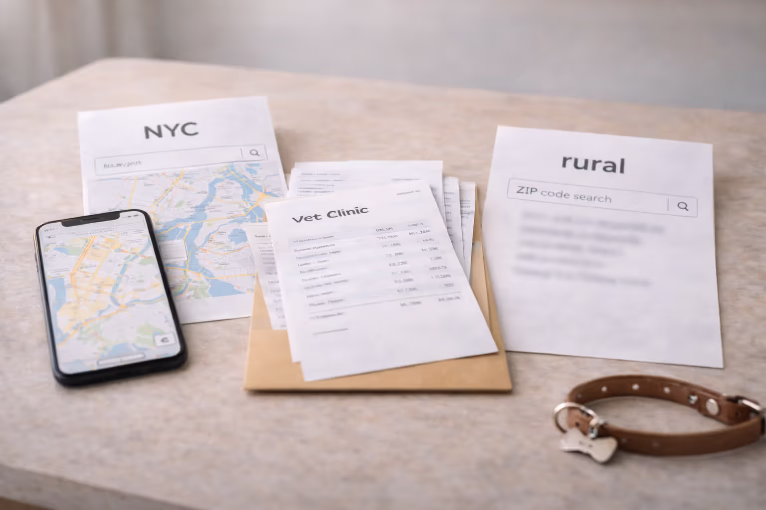 Side-by-side city and rural location comparison affecting pet insurance pricing
