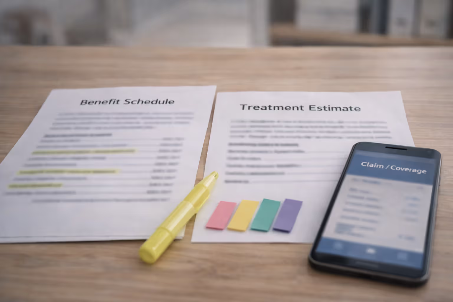Benefit schedule versus treatment estimate showing limited payouts on cheap policies