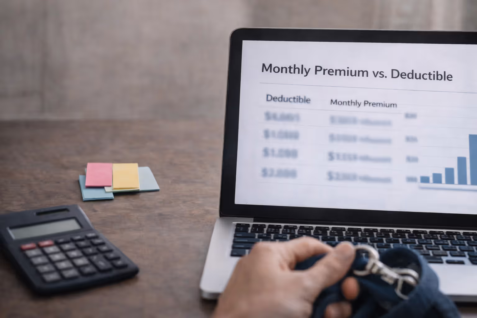 Paying a vet bill upfront and tracking a reimbursement calculation on a desk